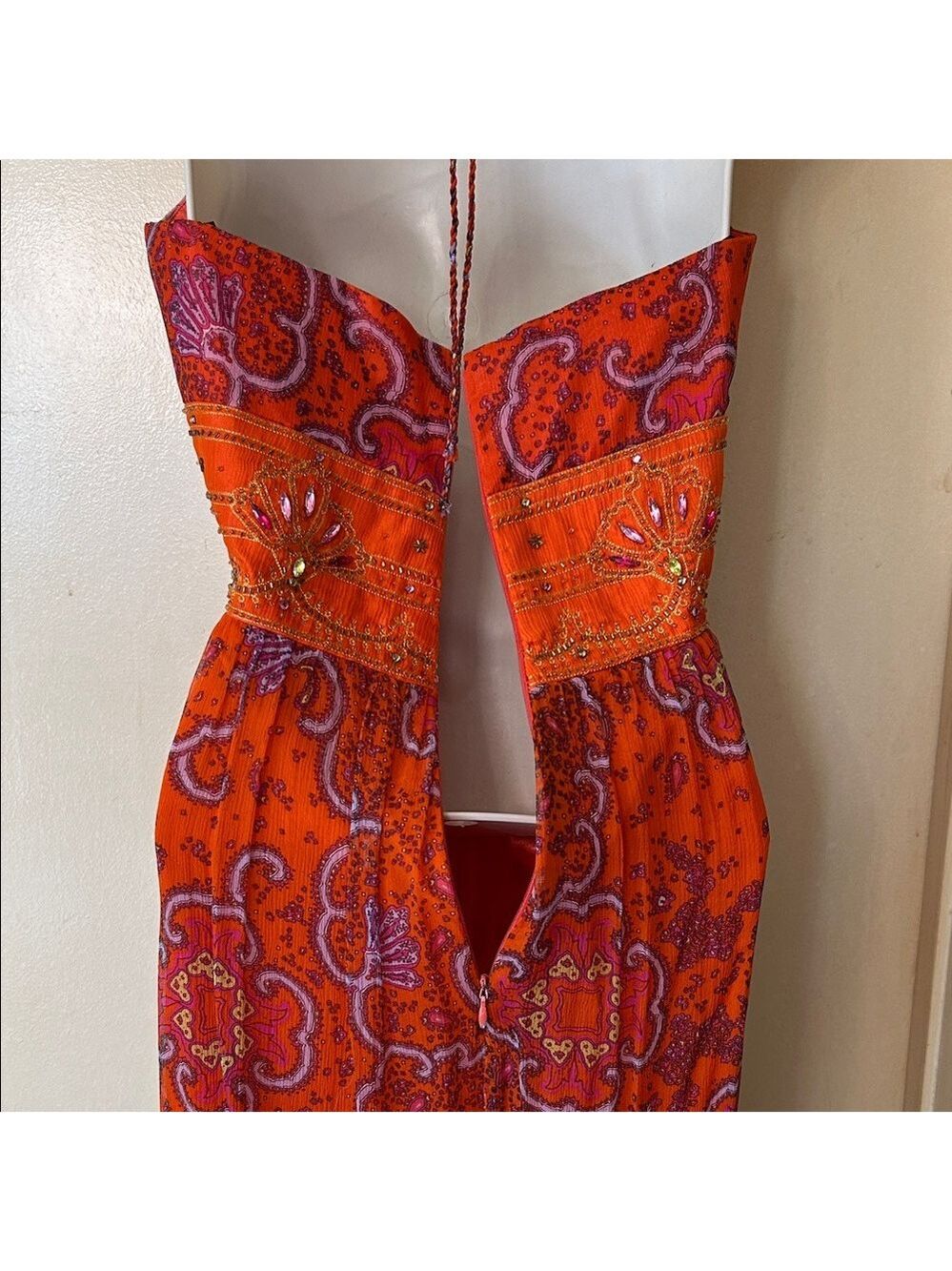 Laundry By Shelli Segal Silk Orange and Purple Maxi Dress size M - Picture 11 of 13